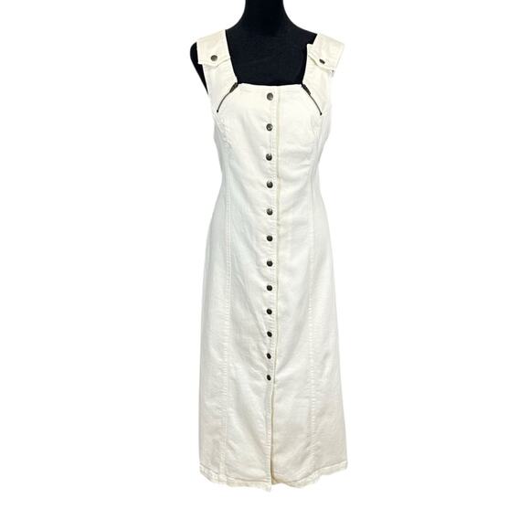 Free People Midi Dress Desert Desire Denim Minimalist Neutral Lagan Look Boho M - Picture 5 of 14